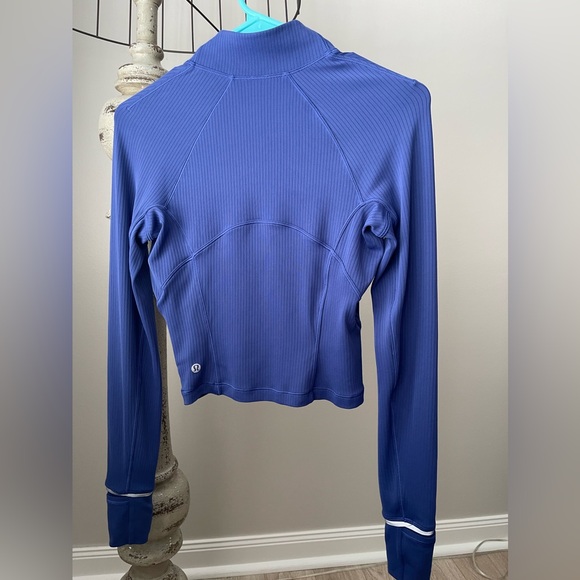 Lululemon It’s Rulu Run Ribbed Cropped Half Zip in Psychic Sz. 4 LW3GF2S - Picture 6 of 12
